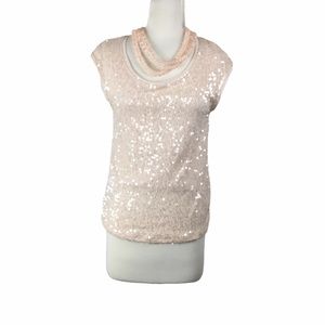 Jennifer Lopez Light Pink Sequined tank, Size S